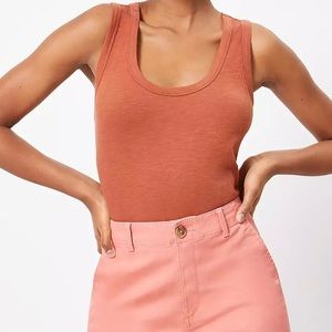 LOFT Ribbed Scoop Neck Tank - Rose L